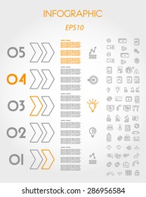 linear infographic big arrows with icons. infographic concept.