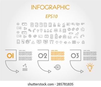 Linear Infographic Squares With Arc. Infographic Concept.