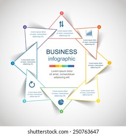 Linear infographic. Template for cycle diagram, graph, presentation and round chart. Business concept with 8 options, parts, steps or processes. 