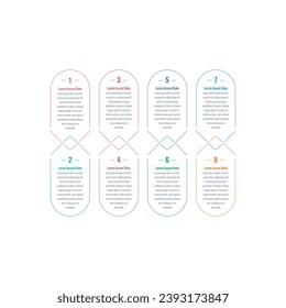 plantilla infográfica lineal. plantilla de infografía de ocho pasos. empresa, web, revista, internet, revista, plantilla de información de informes anuales