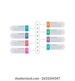 linear infographic template. eight steps information template. infographic template for industry, business, education, annual report, magazine