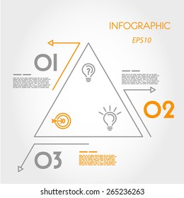 linear infographic triangle with arrows. infographic concept.