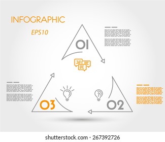 linear infographic triangle with circle. infographic concept.