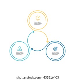 Linear infographics. Business diagram, chart, graph with 3 steps. Vector design element.