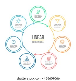 Linear infographics. Business diagram, chart, graph with 7 steps. Vector design element.