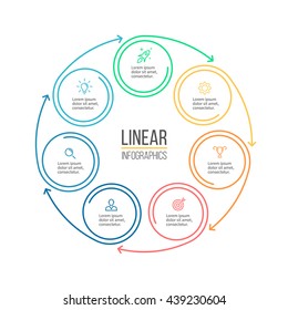 Linear infographics. Diagram, chart, graph with 7 steps. Vector element.