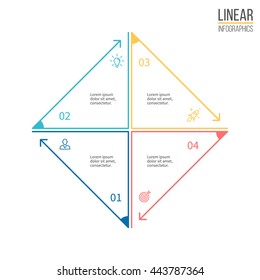Linear infographics. Outline square with arrows. Vector element.