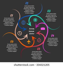 Linear infographics template with steps or options. Can be used for infographic, banner, poster, web design, education, brochure, presentation. Vector illustration