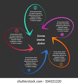 Linear infographics template with steps or options. Can be used for infographic, banner, poster, web design, education, brochure, presentation. Vector illustration