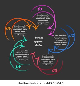 Linear infographics template with steps or options. For infographic, banner, poster, web design, education, brochure, presentation. Vector illustration