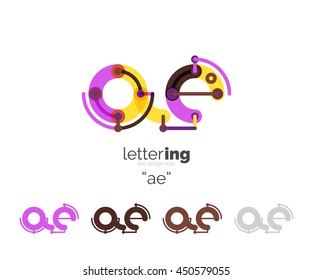 Linear initial letters, logo branding concept, cartoon funny style