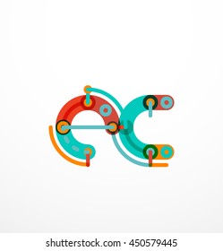 Linear initial letters, logo branding concept, cartoon funny style