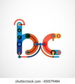 Linear initial letters, logo branding concept, cartoon funny style