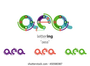 Letras iniciales lineales, concepto de marca de logotipo, estilo divertido de dibujos animados