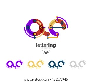 Linear initial letters, logo branding concept, cartoon funny style
