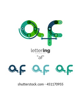 Letras iniciales lineales, concepto de marca de logotipo, estilo divertido de dibujos animados