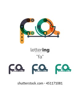 Linear initial letters, logo branding concept, cartoon funny style