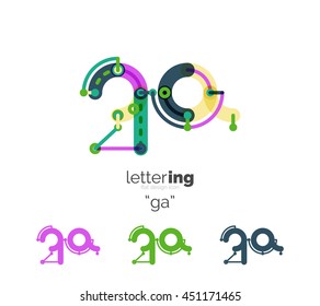 Linear initial letters, logo branding concept, cartoon funny style