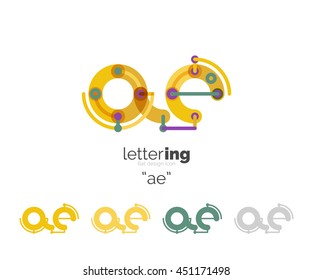 Linear initial letters, logo branding concept, cartoon funny style