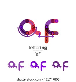 Letras iniciales lineales, concepto de marca de logotipo, estilo divertido de dibujos animados