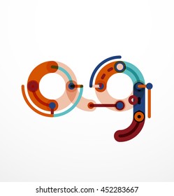 Letras iniciales lineales, concepto de marca de logotipo, estilo divertido de dibujos animados