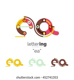 Linear initial letters, logo branding concept, cartoon funny style