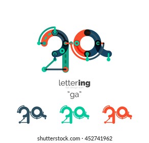 Linear initial letters, logo branding concept, cartoon funny style