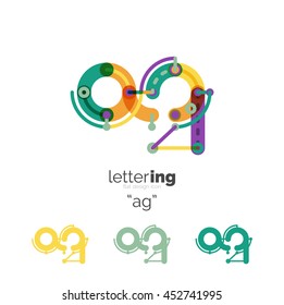 Linear initial letters, logo branding concept, cartoon funny style