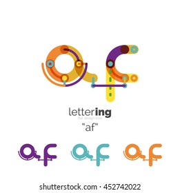 Letras iniciais lineares, conceito de marca de logotipo, desenho animado estilo engraçado