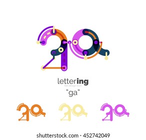 Letras iniciales lineales, concepto de marca de logotipo, estilo divertido de dibujos animados