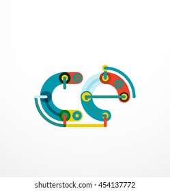 Linear initial letters, logo branding concept, cartoon funny style