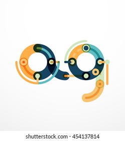 Linear initial letters, logo branding concept, cartoon funny style