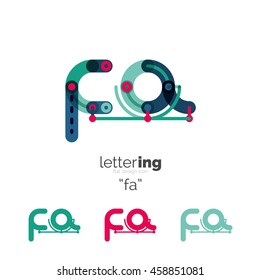Letras iniciales lineales, concepto de marca de logotipo, estilo divertido de dibujos animados