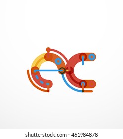 Letras iniciais lineares, conceito de marca de logotipo, desenho animado estilo engraçado