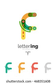 Linear initial letters, logo branding concept, cartoon funny style