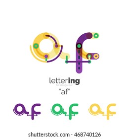 Lineare Anfangsbuchstaben, Logo-Branding-Konzept, Cartoon-lustiger Stil