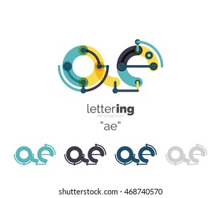 Letras iniciales lineales, concepto de marca de logotipo, estilo divertido de dibujos animados