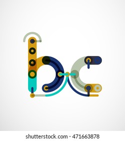 Linear initial letters, logo branding concept, cartoon funny style