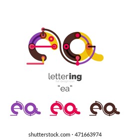 Linear initial letters, logo branding concept, cartoon funny style