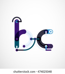 Linear initial letters, logo branding concept, cartoon funny style