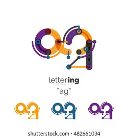 Letras iniciales lineales, concepto de marca de logotipo, estilo divertido de dibujos animados
