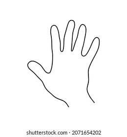 Linear the inner part of the human hand. Drawn by lines on white background. Vector Stock illustration.