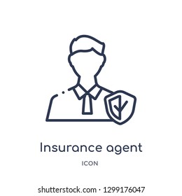 Linear Insurance Agent Icon From Insurance Outline Collection. Thin Line Insurance Agent Icon Isolated On White Background. Insurance Agent Trendy Illustration