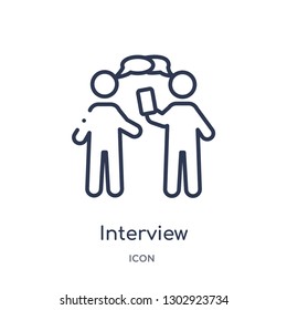 Linear interview icon from Human resources outline collection. Thin line interview icon isolated on white background. interview trendy illustration