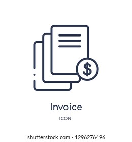 Linear invoice icon from Digital economy outline collection. Thin line invoice icon vector isolated on white background. invoice trendy illustration