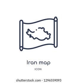 Linear iran map icon from Countrymaps outline collection. Thin line iran map icon vector isolated on white background. iran map trendy illustration