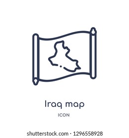 Linear iraq map icon from Countrymaps outline collection. Thin line iraq map icon vector isolated on white background. iraq map trendy illustration