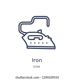 Linear iron icon from Cleaning outline collection. Thin line iron vector isolated on white background. iron trendy illustration