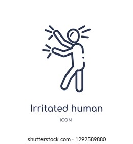 Linear irritated human icon from Feelings outline collection. Thin line irritated human icon vector isolated on white background. irritated human trendy illustration