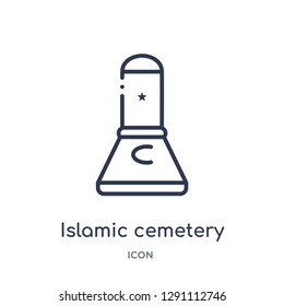 Linear islamic cemetery icon from Buildings outline collection. Thin line islamic cemetery vector isolated on white background. islamic cemetery trendy illustration
